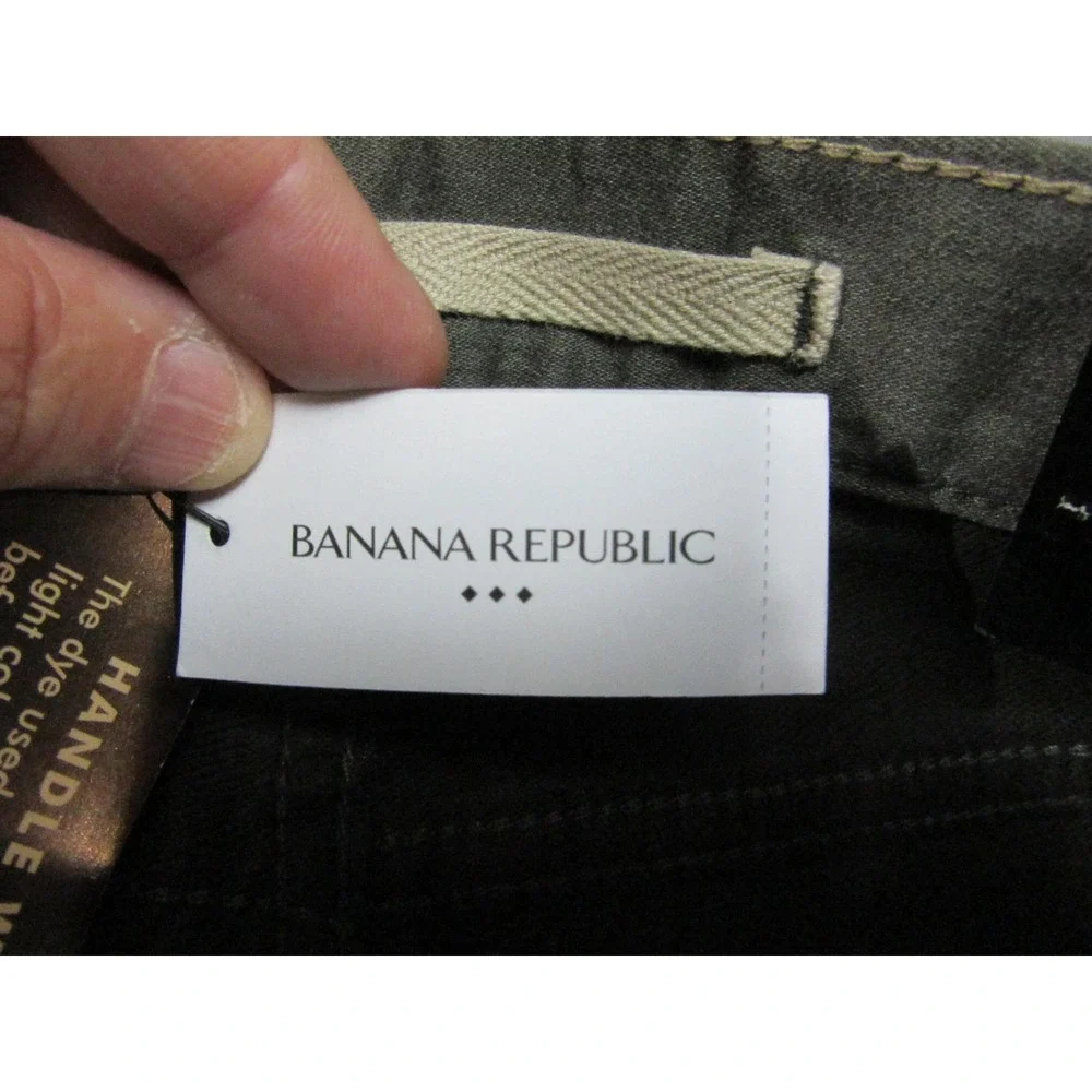 Banana Republic Travel Jean Mens 35x34 Green New Slim Fit Stretch Denim Pants